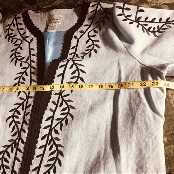 Linea Louis Dell’ Olio 💯 Linen Embroidered Lined Jacket Top Size 1X Blue… - Picture 5 of 14